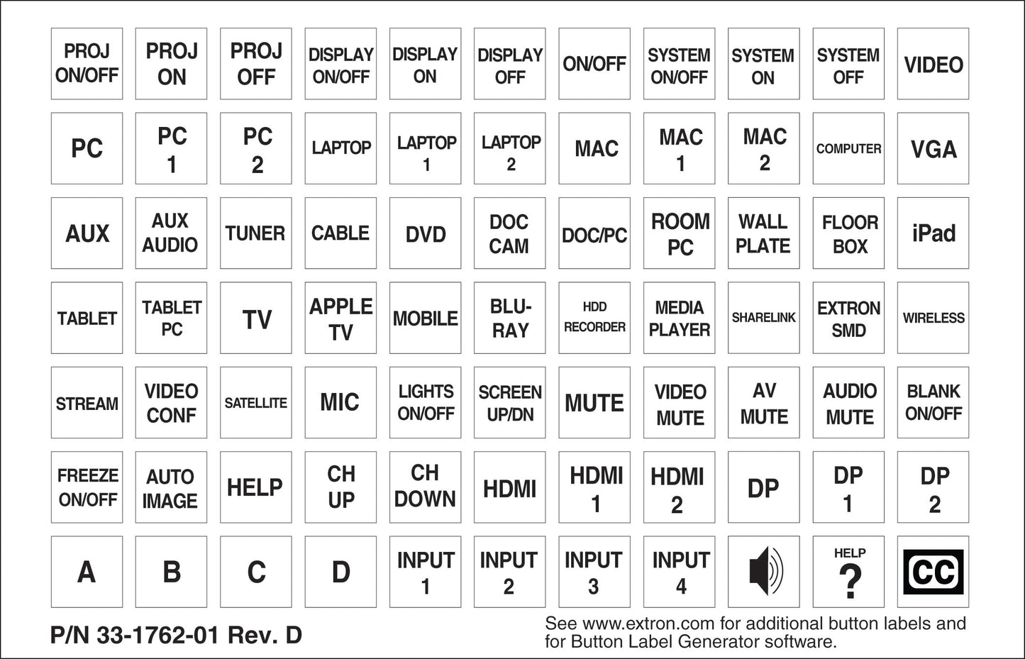 Extron Backlit Button Labels